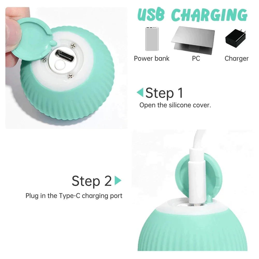 Engaging Electric Smart Puppy Ball Toy for Cats and Small Dogs - Fun Auto Rolling Pet Accessory!